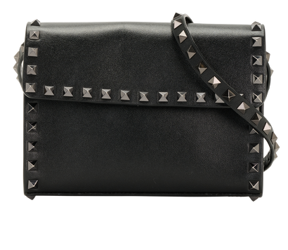 Mini Rockstud Flap, &pound;525, Handbags, Black, Leather, Front view
